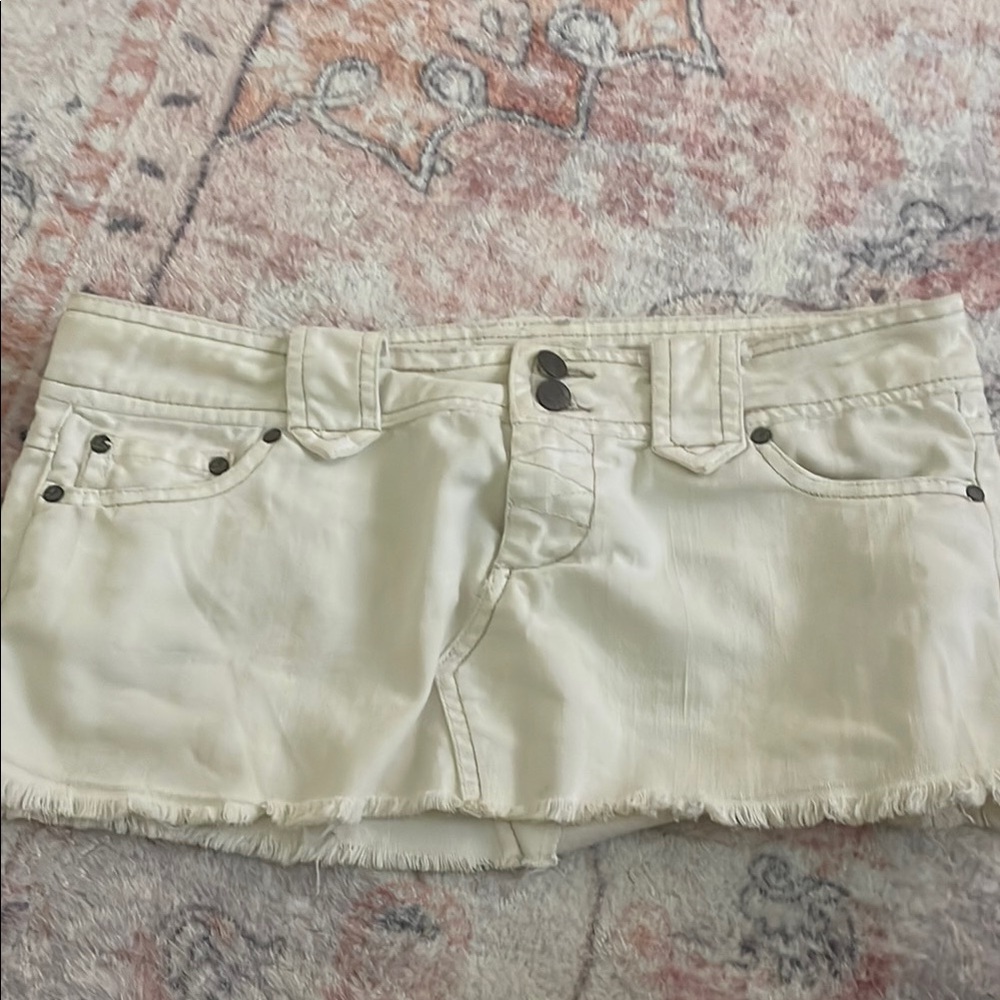 White Denim Mini Skirt